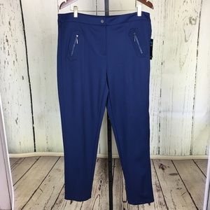 Navy Textured Skinny Mid-Rise Pants NWT